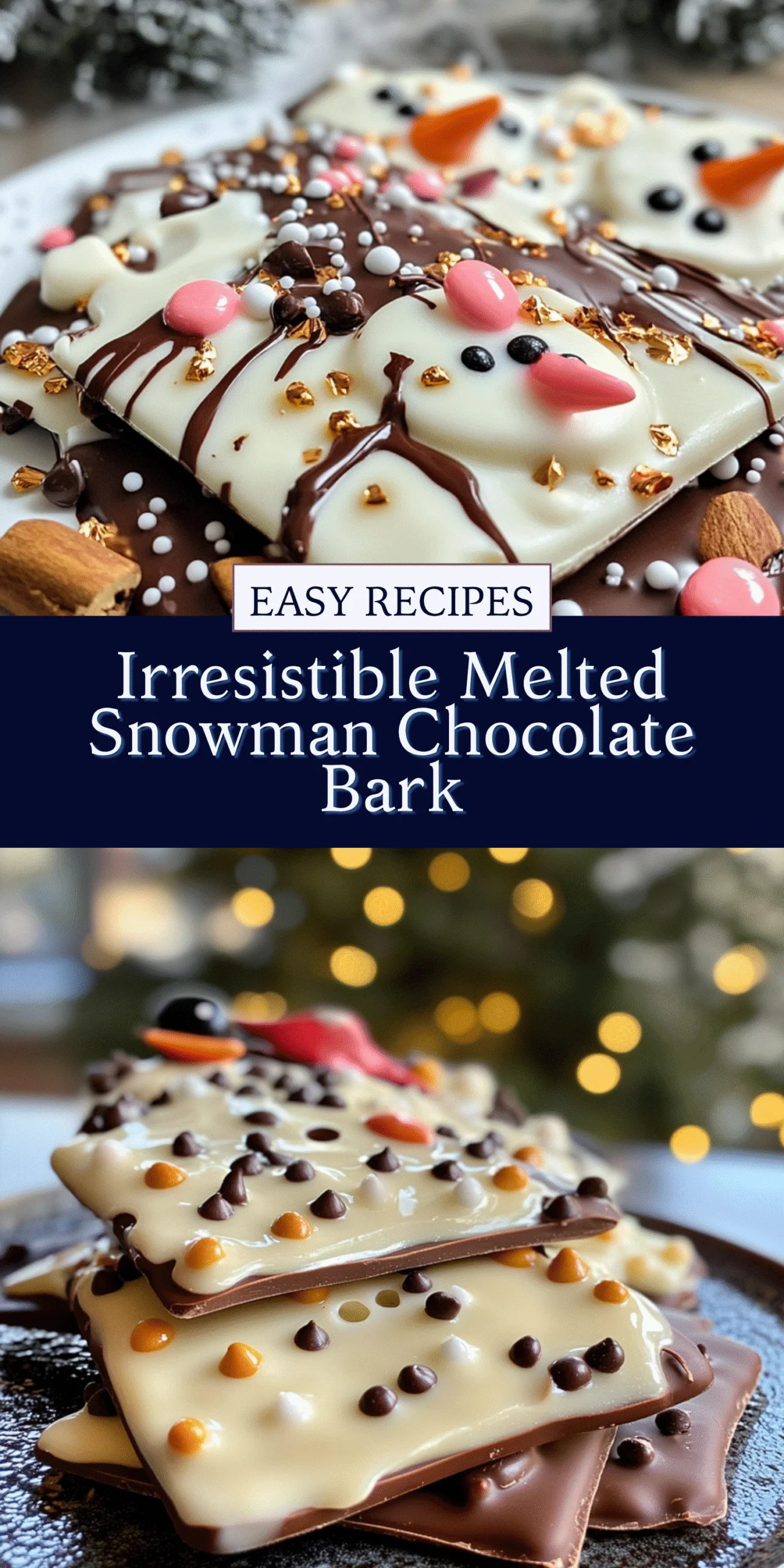 Irresistible Melted Snowman Chocolate Bark