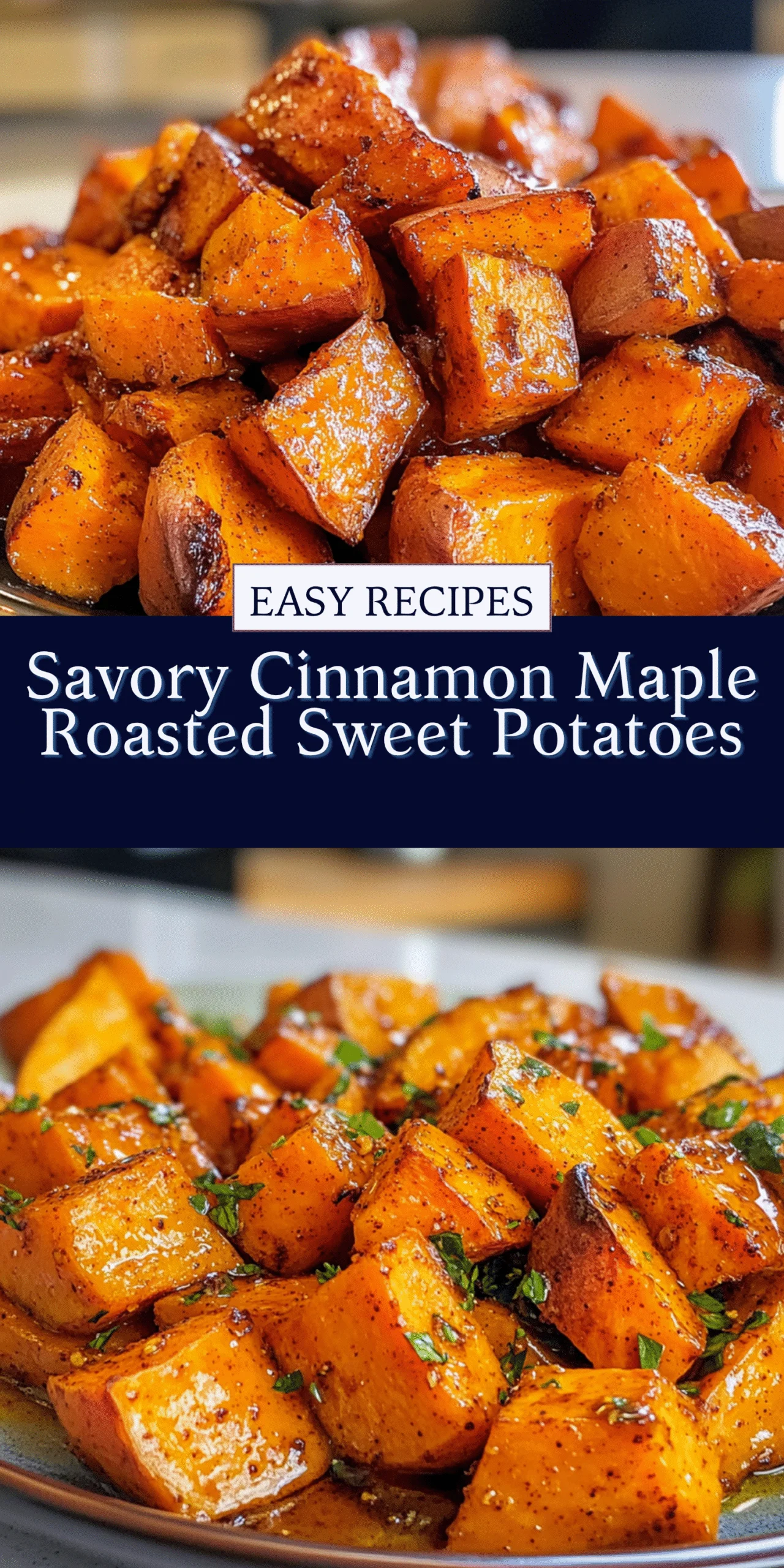 Savory Cinnamon Maple Roasted Sweet Potatoes