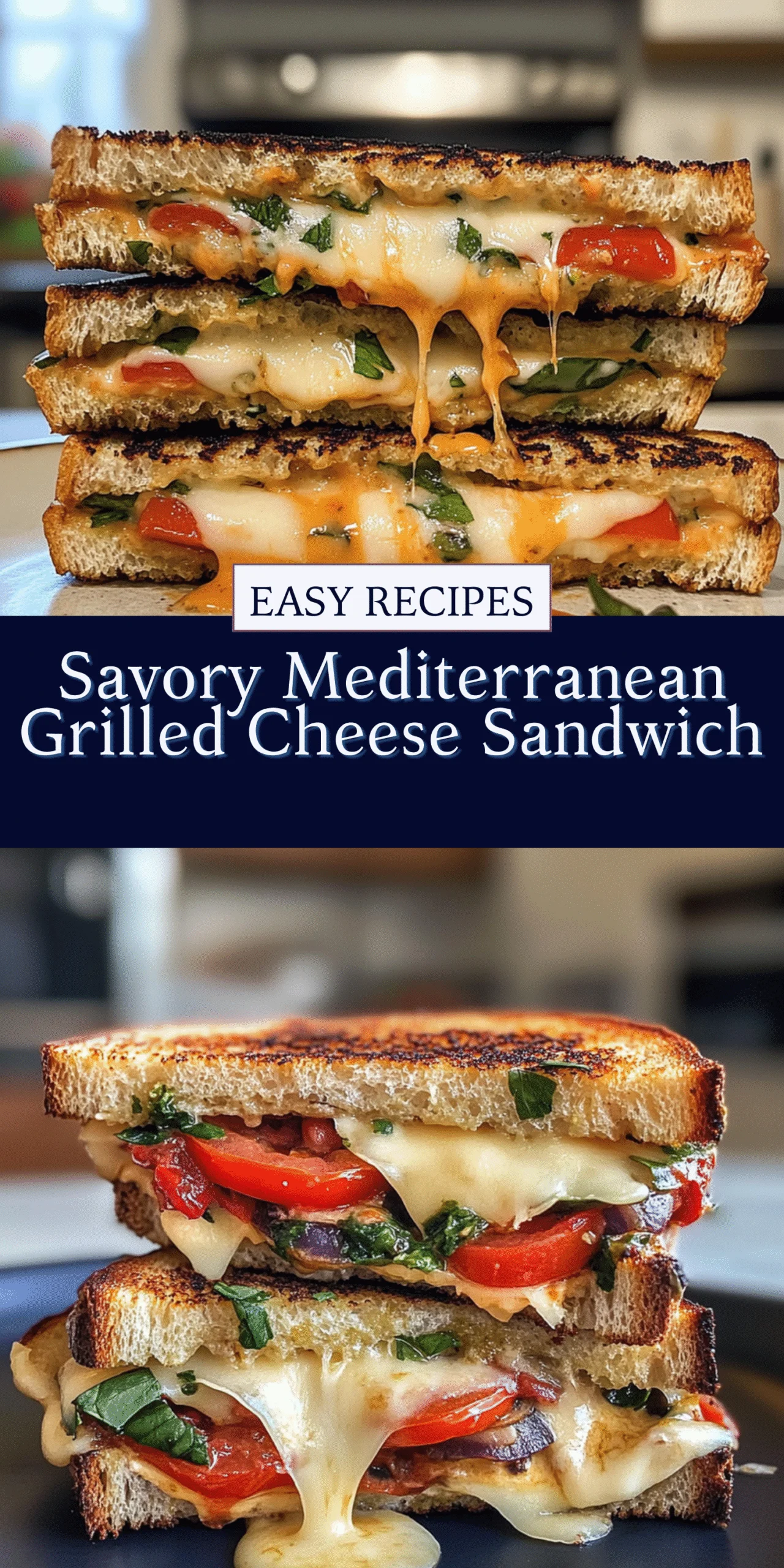 Savory Mediterranean Grilled Cheese Sandwich