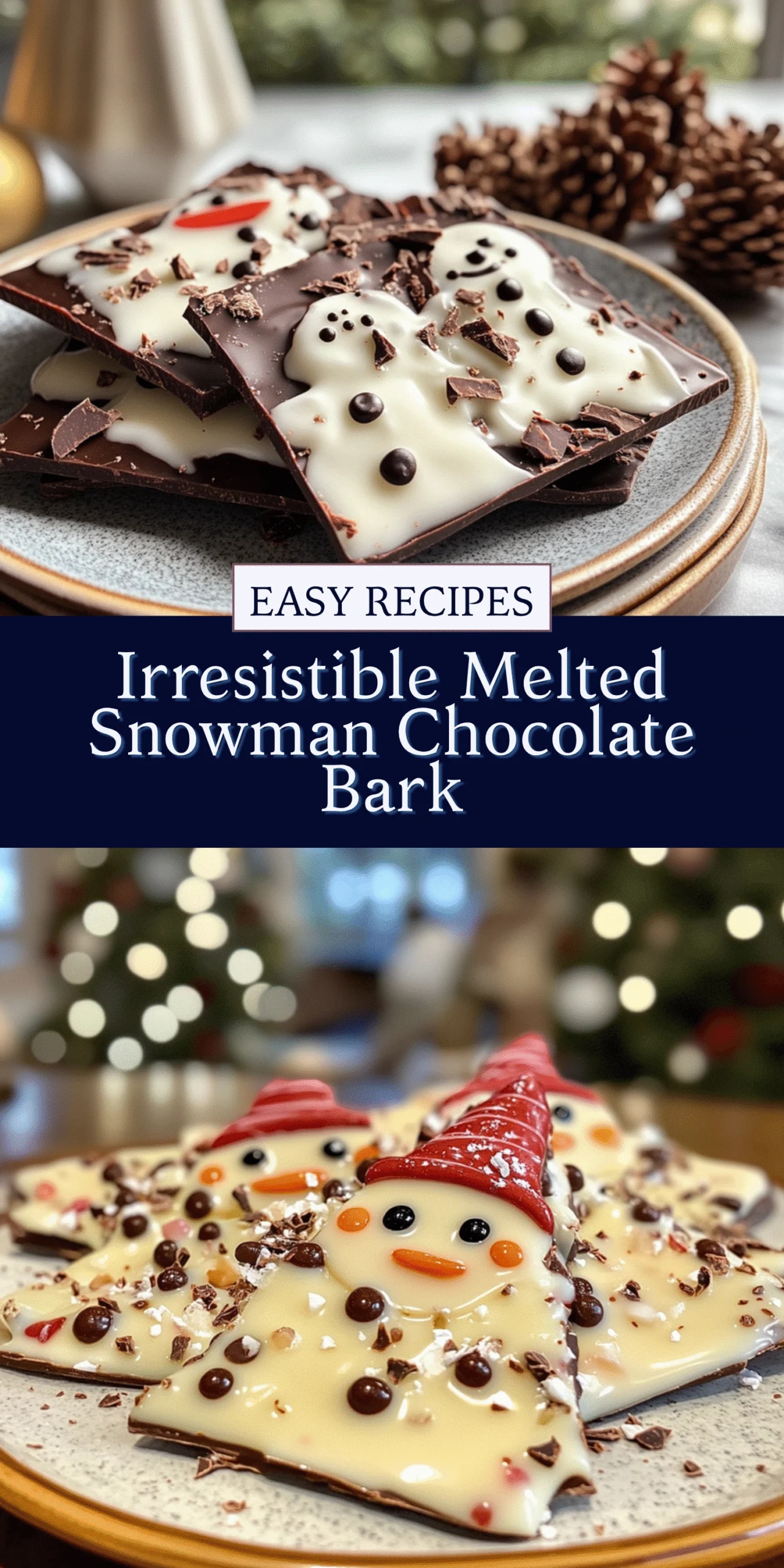 Irresistible Melted Snowman Chocolate Bark