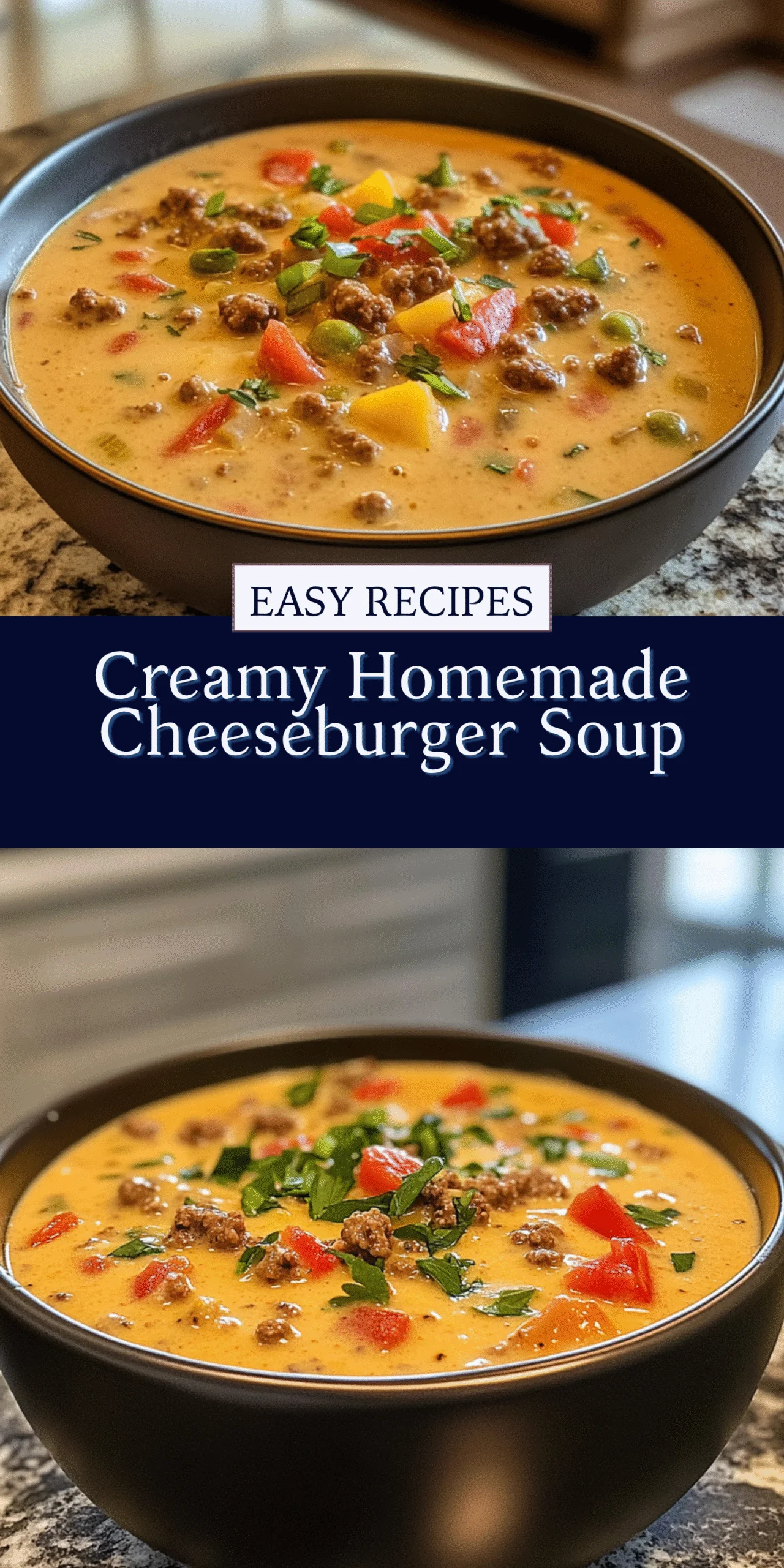 Creamy Homemade Cheeseburger Soup