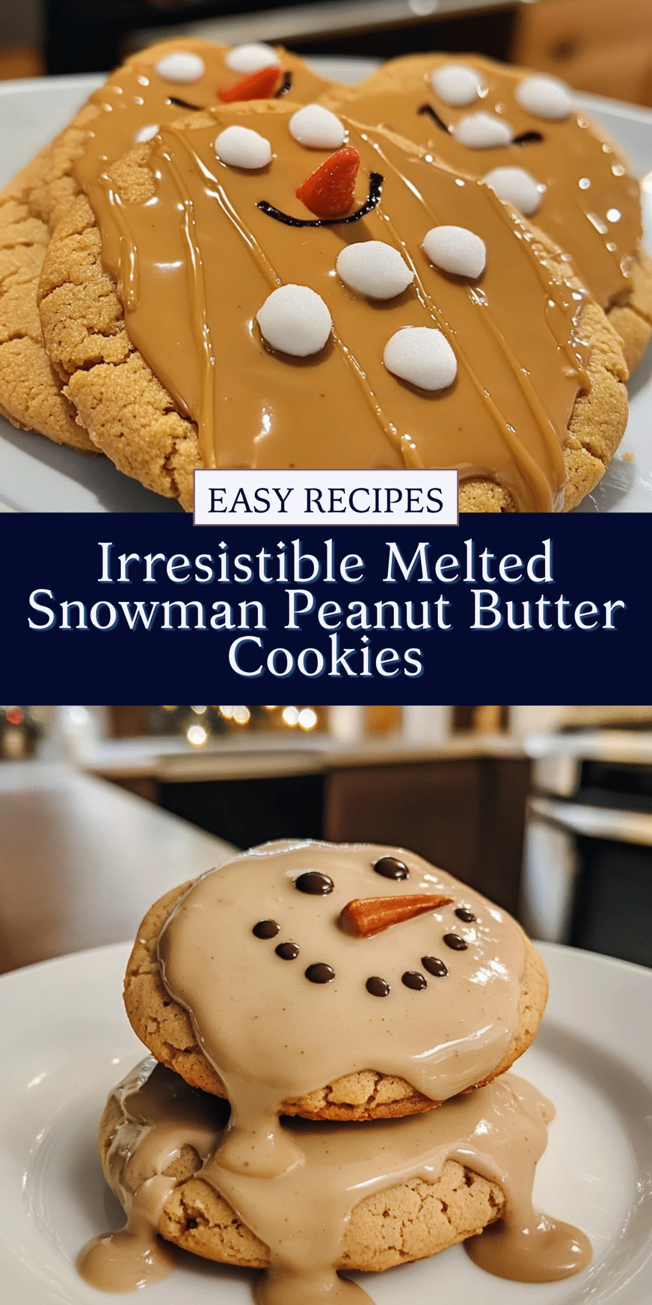 Irresistible Melted Snowman Peanut Butter Cookies