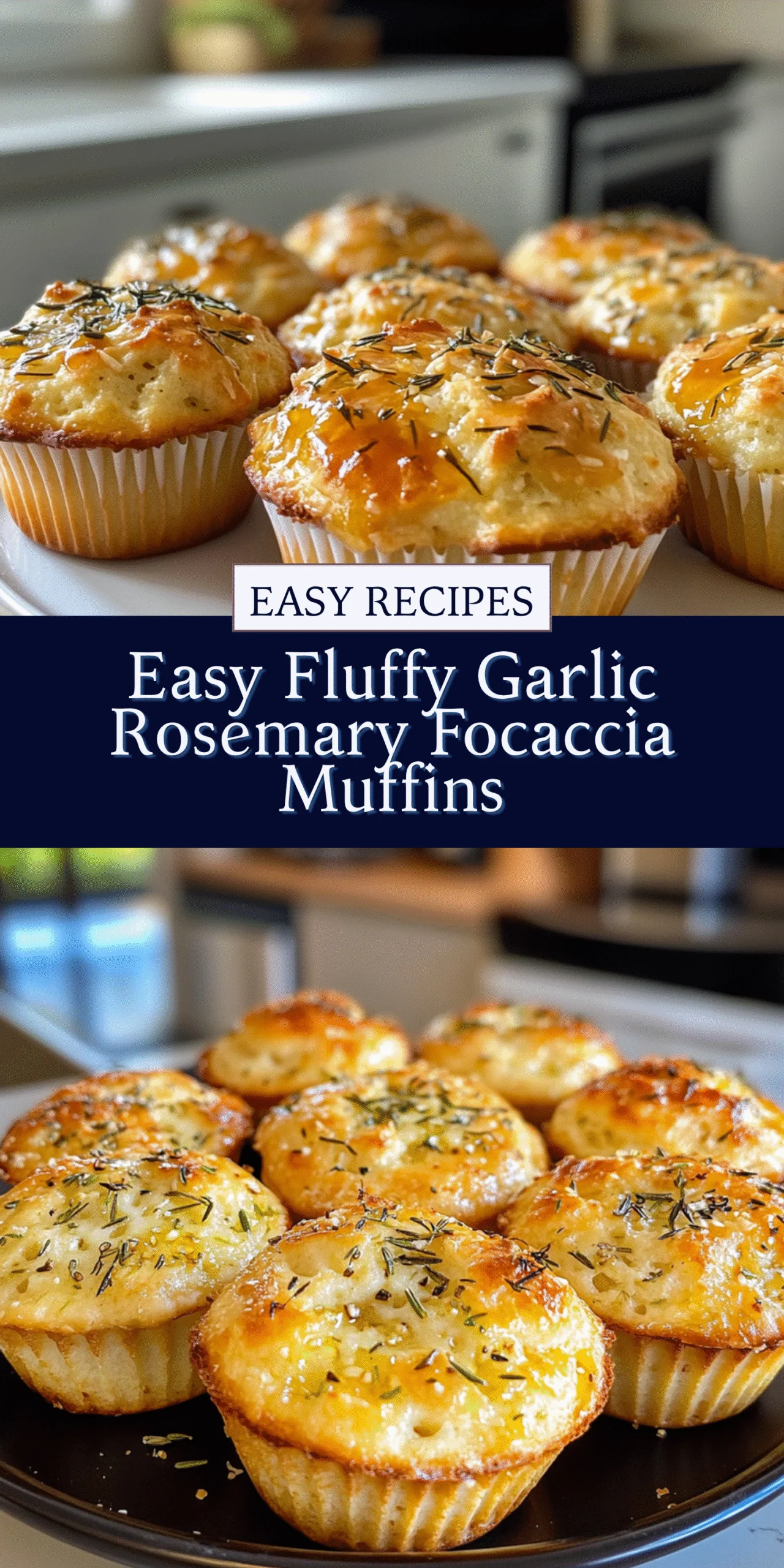 Easy Fluffy Garlic Rosemary Focaccia Muffins