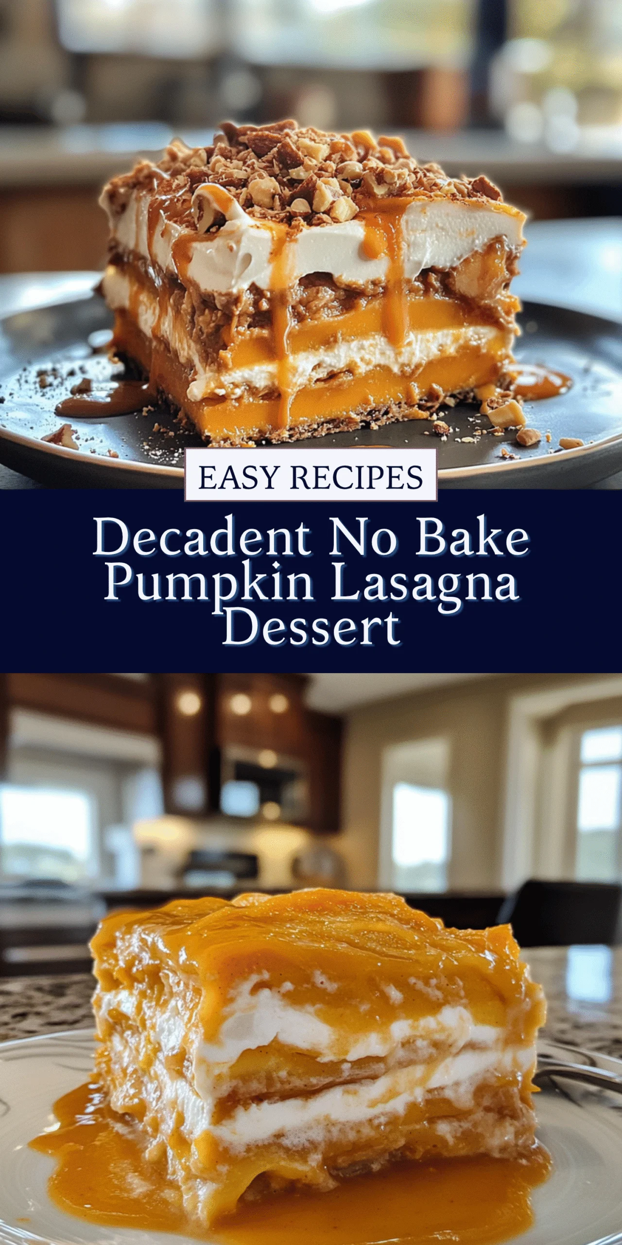 Decadent No Bake Pumpkin Lasagna Dessert