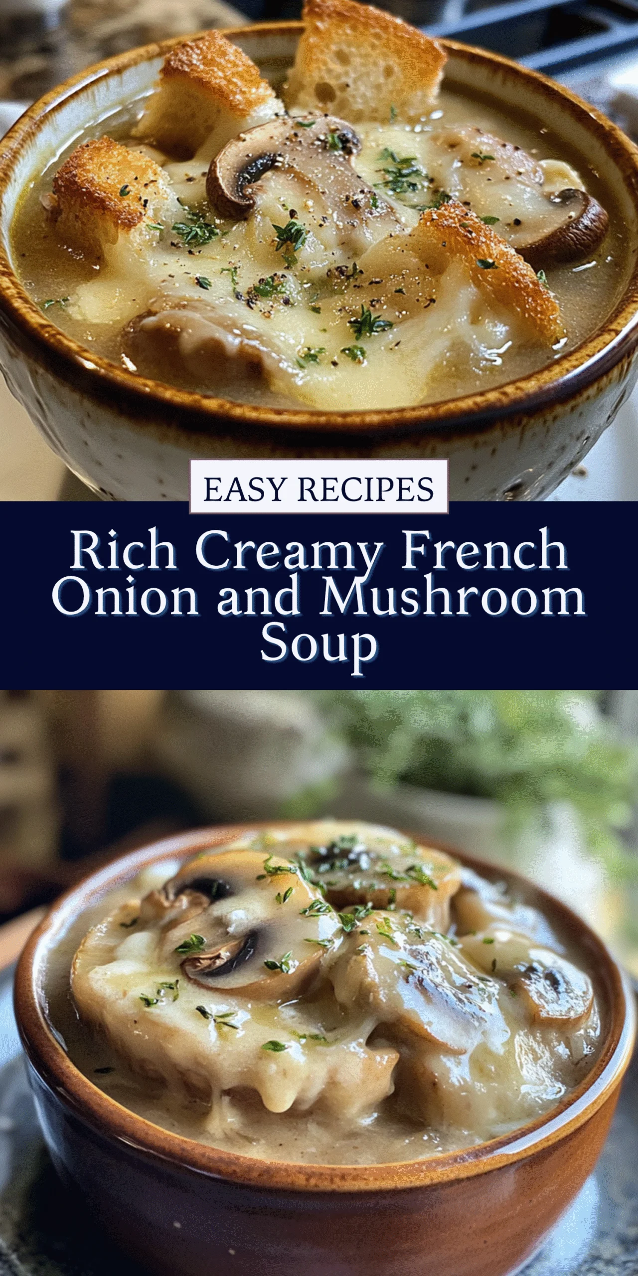 Rich Creamy French Onion and Mushroom Soup
