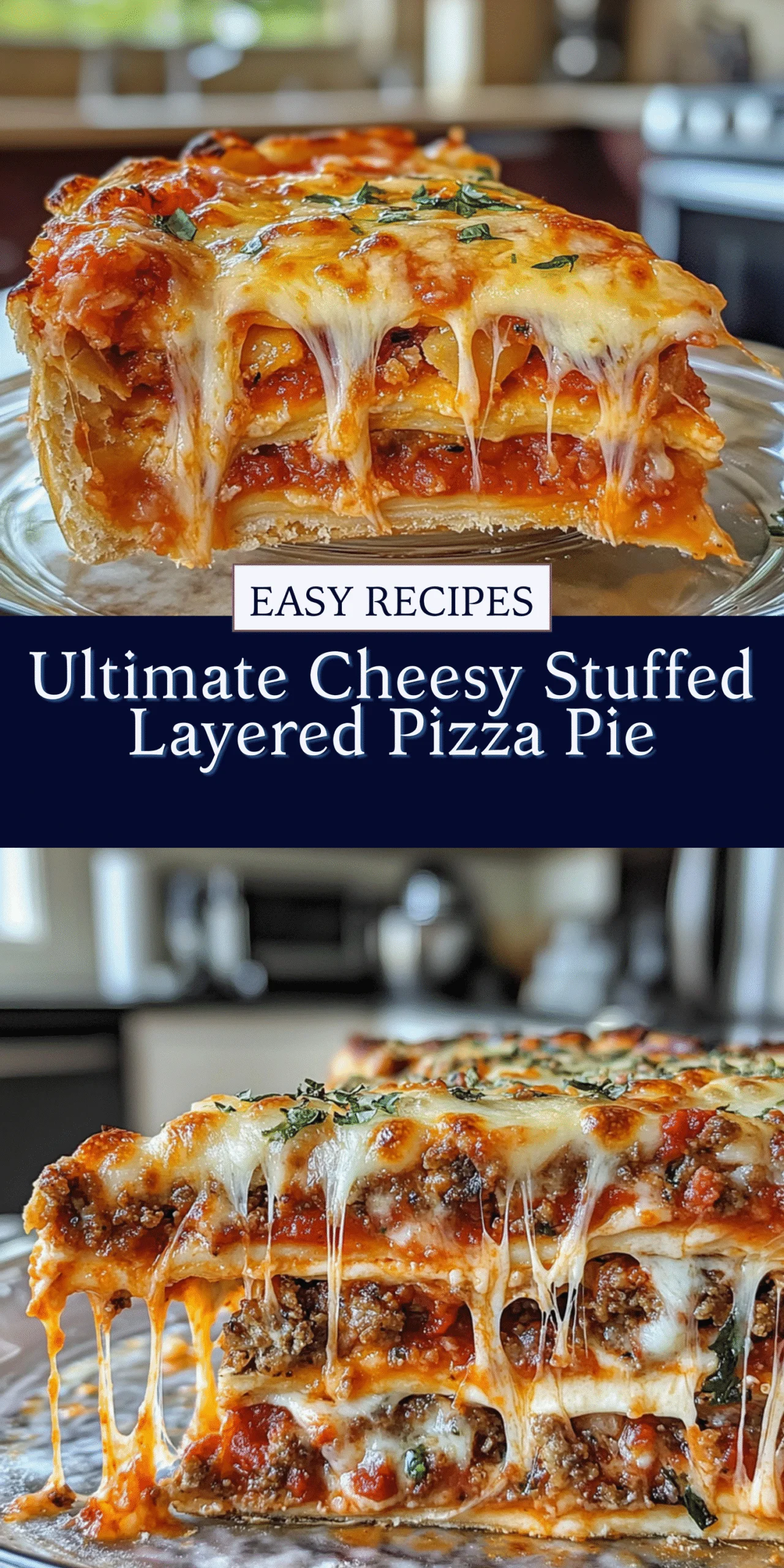 Ultimate Cheesy Stuffed Layered Pizza Pie