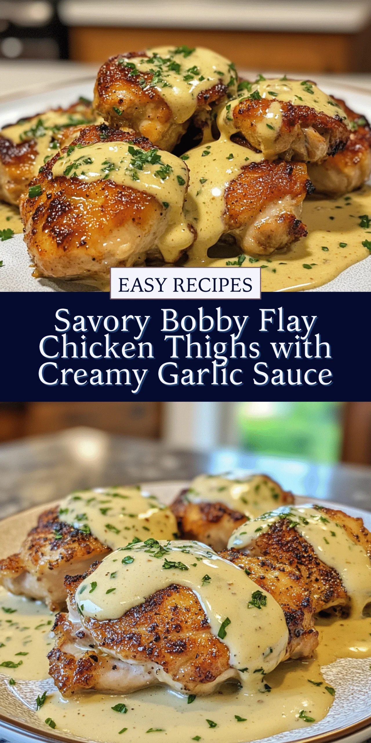 Savory Bobby Flay Chicken Thighs with Creamy Garlic Sauce