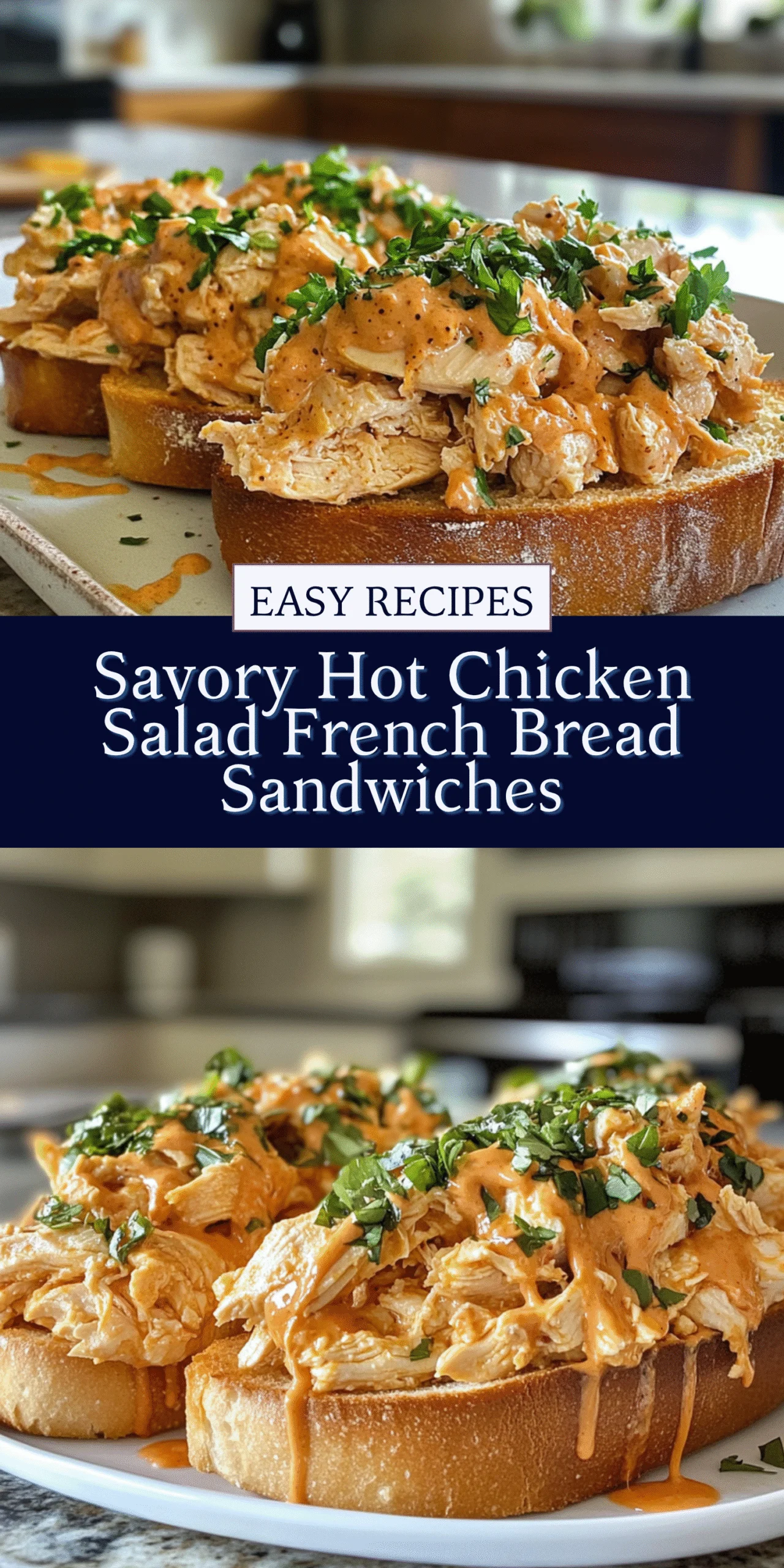 Savory Hot Chicken Salad French Bread Sandwiches