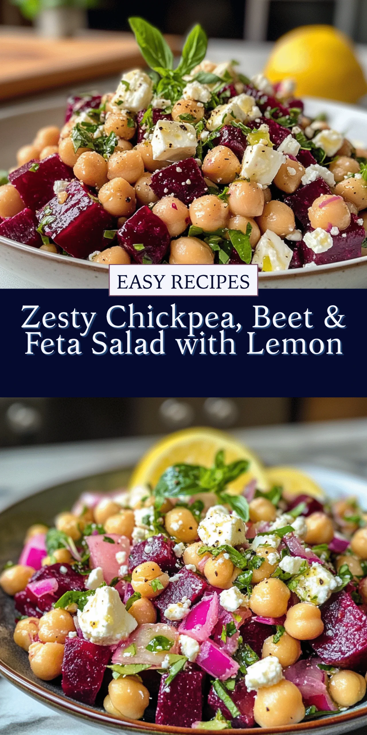 Zesty Chickpea, Beet & Feta Salad with Lemon