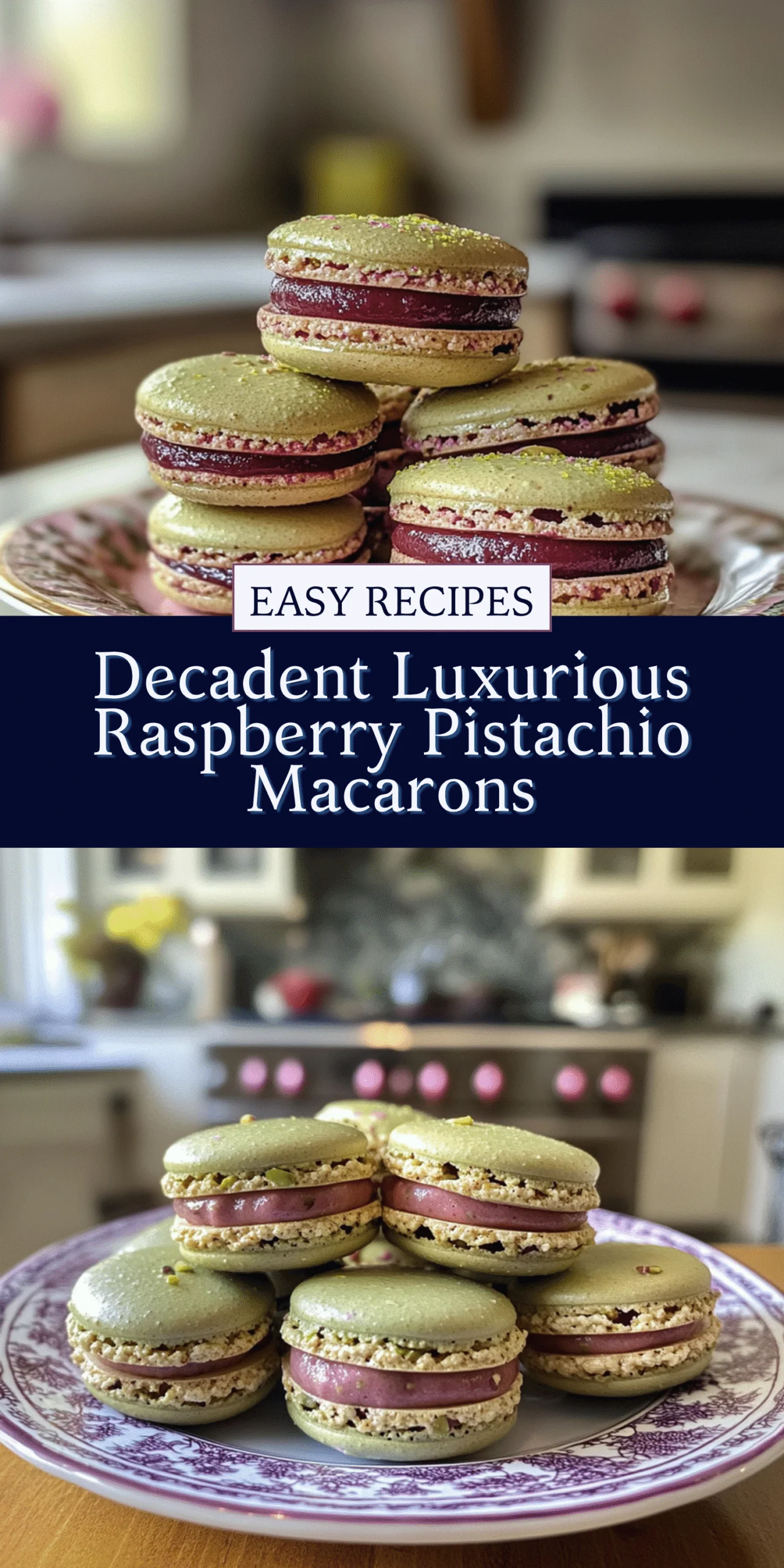 Decadent Luxurious Raspberry Pistachio Macarons