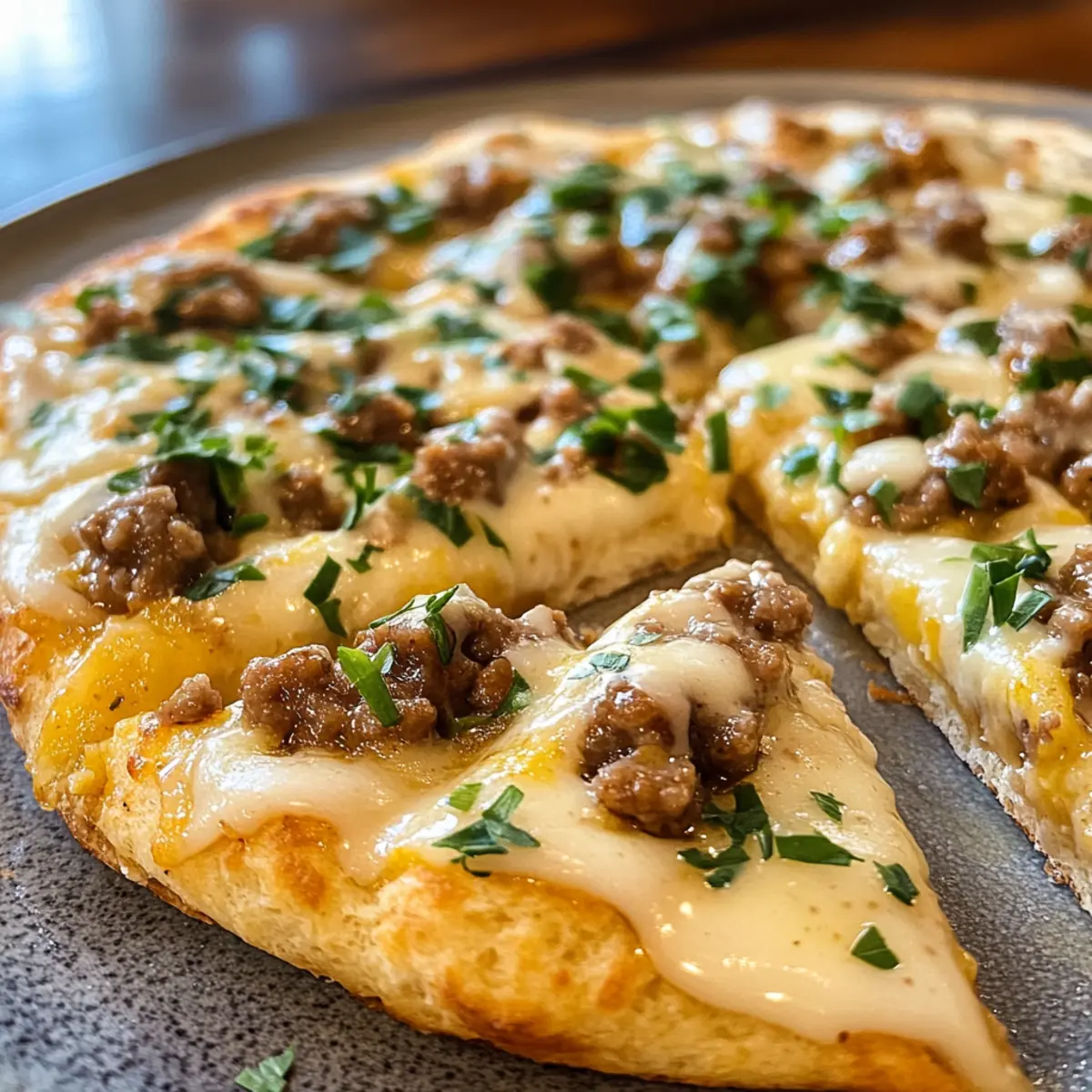 Savory Biscuits and Sausage Gravy Breakfast Pizza