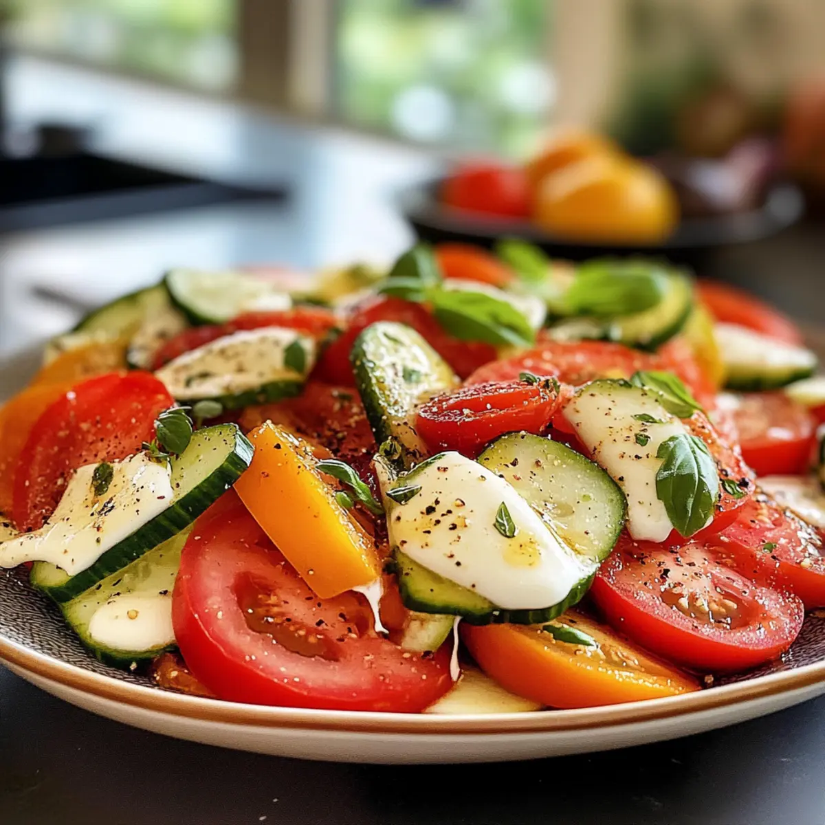 Fresh Tomato Cucumber Mozzarella Salad