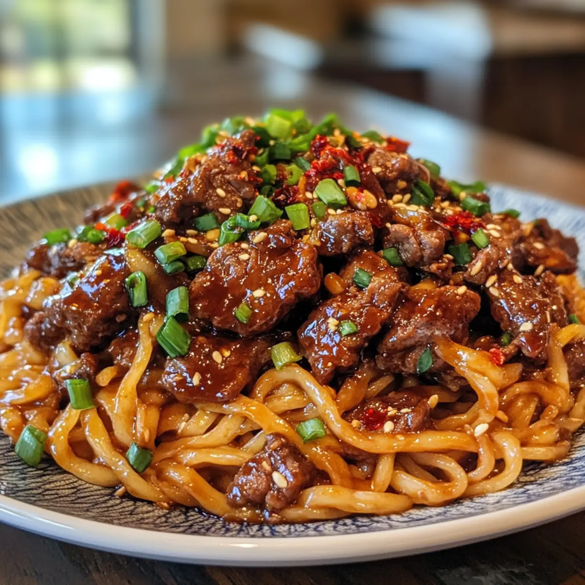 Savory Mongolian Beef Noodles