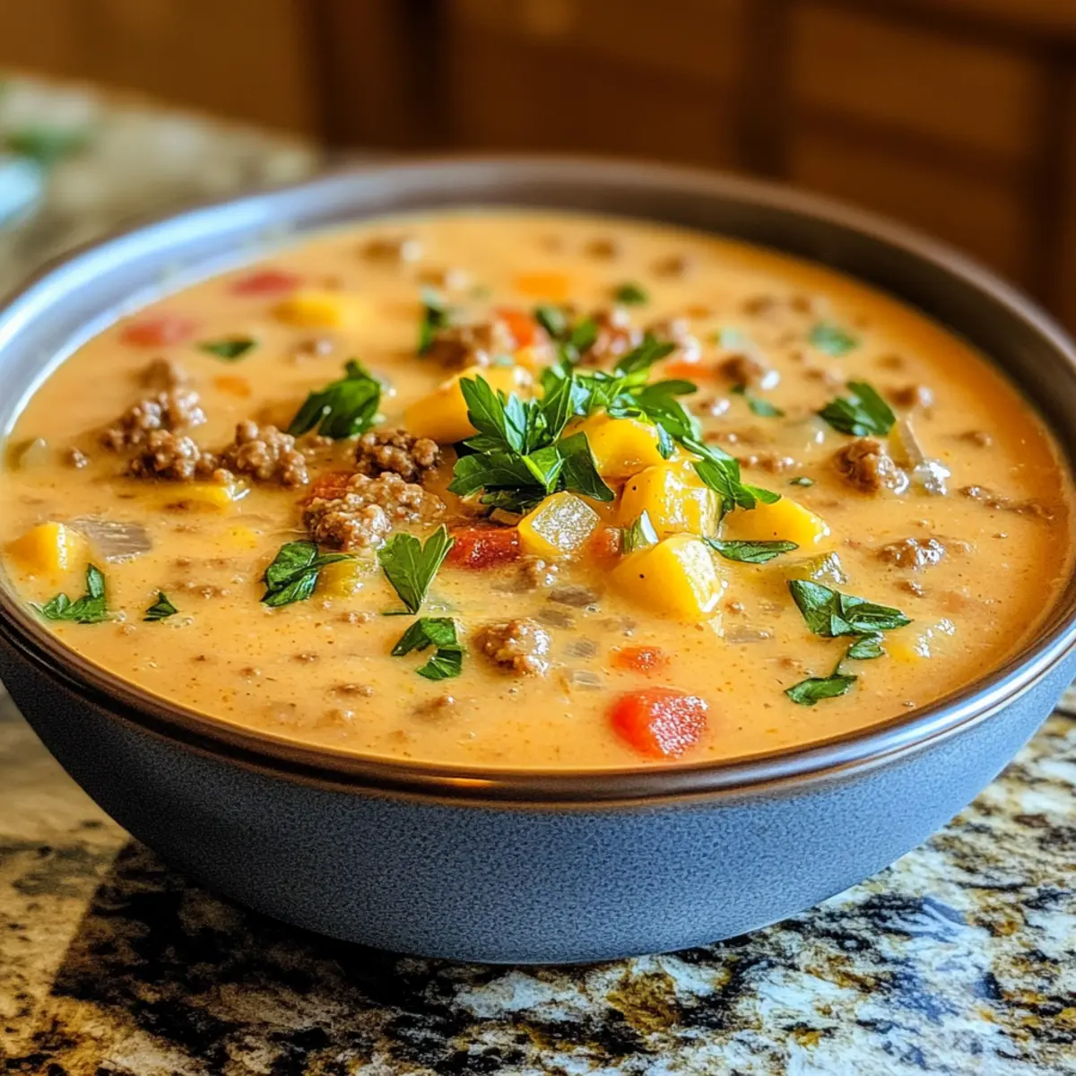 Hearty Homemade Cheeseburger Soup