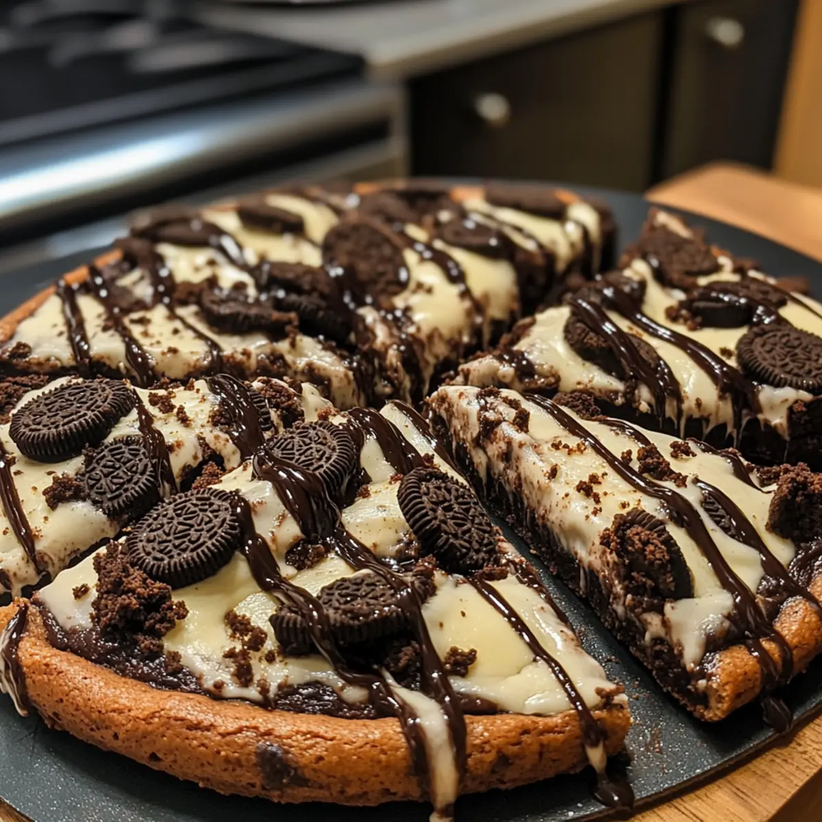 Decadent Oreo Fudge Brownie Pizza