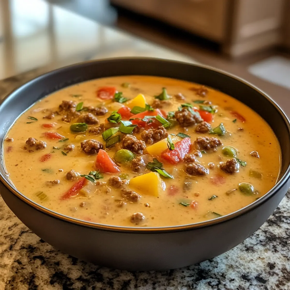 Creamy Homemade Cheeseburger Soup