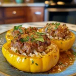 Savory Stuffed Patty Pan Squash with Sausage and Rice