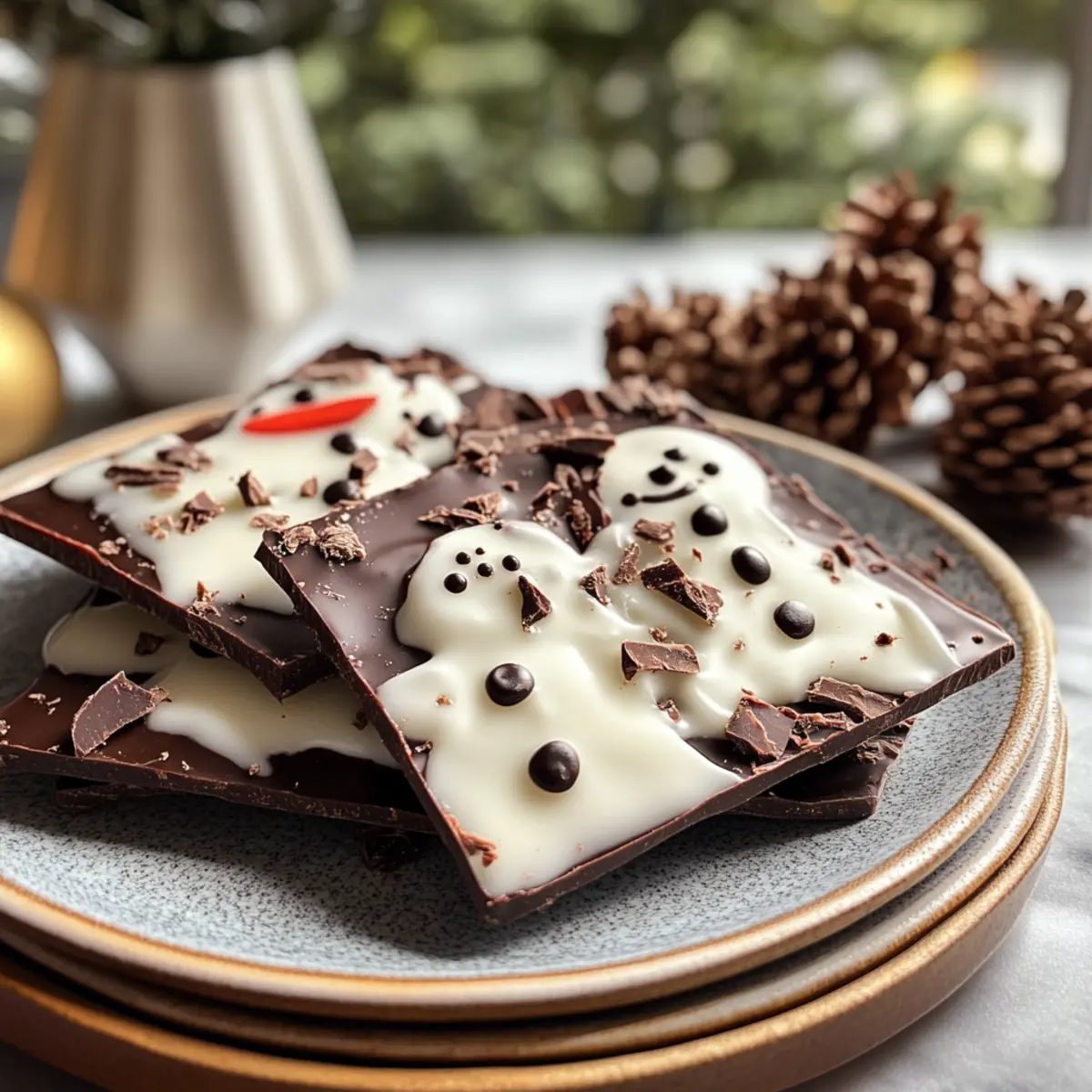 Irresistible Melted Snowman Chocolate Bark
