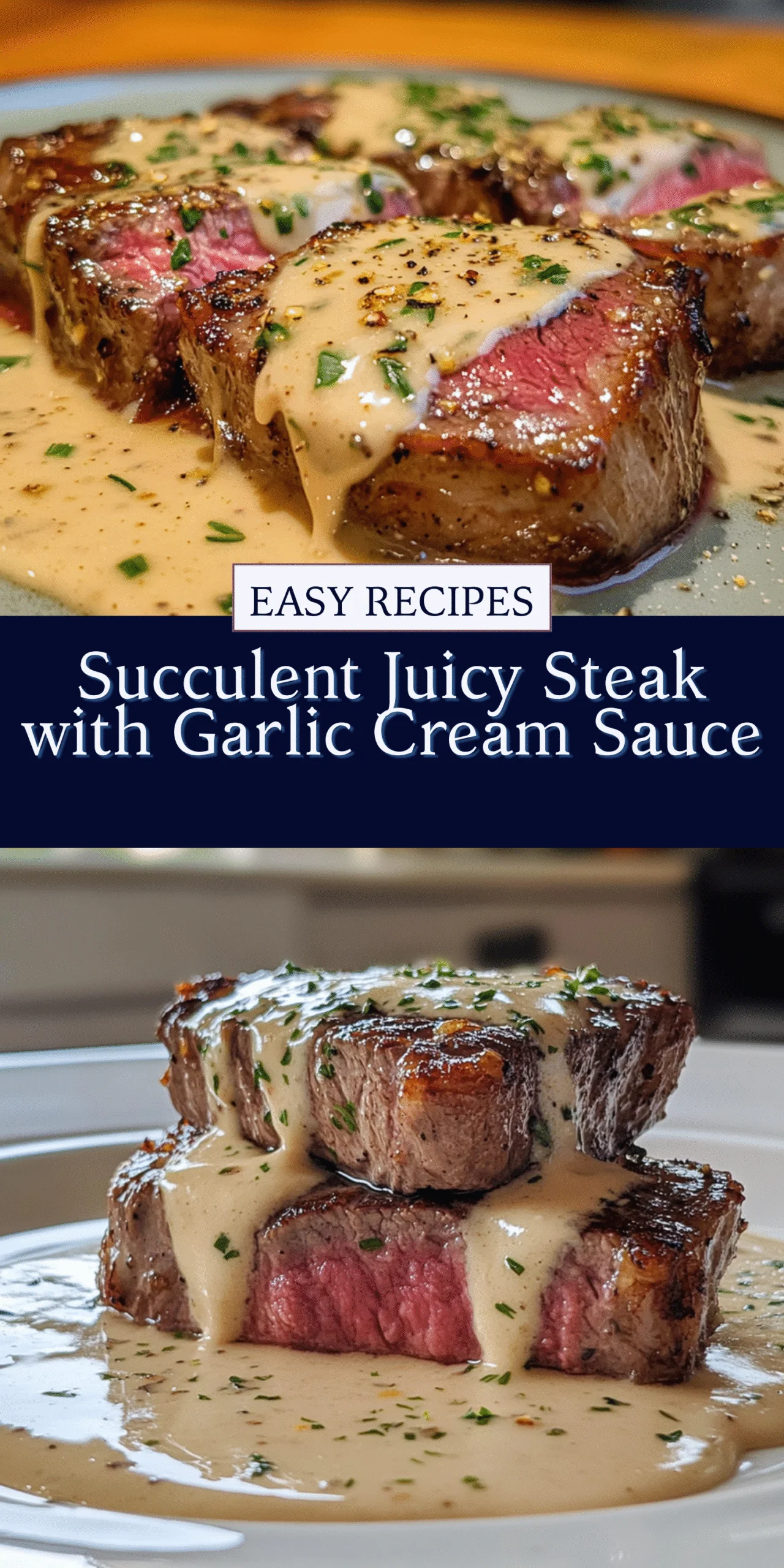 Succulent Juicy Steak with Garlic Cream Sauce
