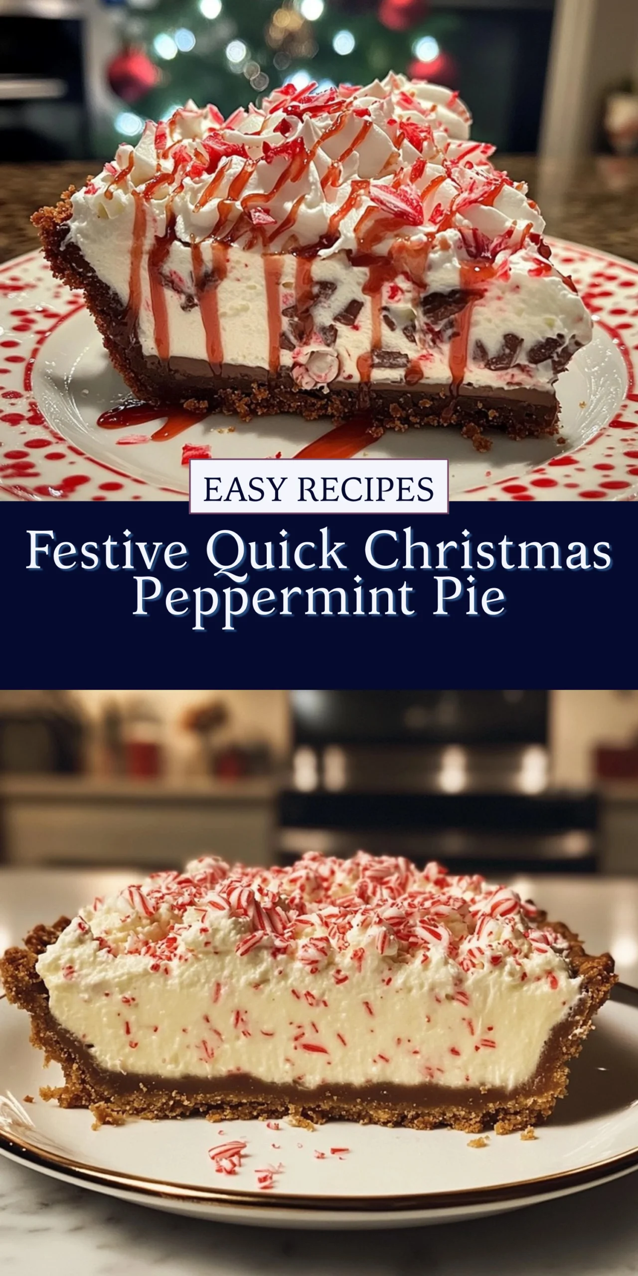 Festive Quick Christmas Peppermint Pie