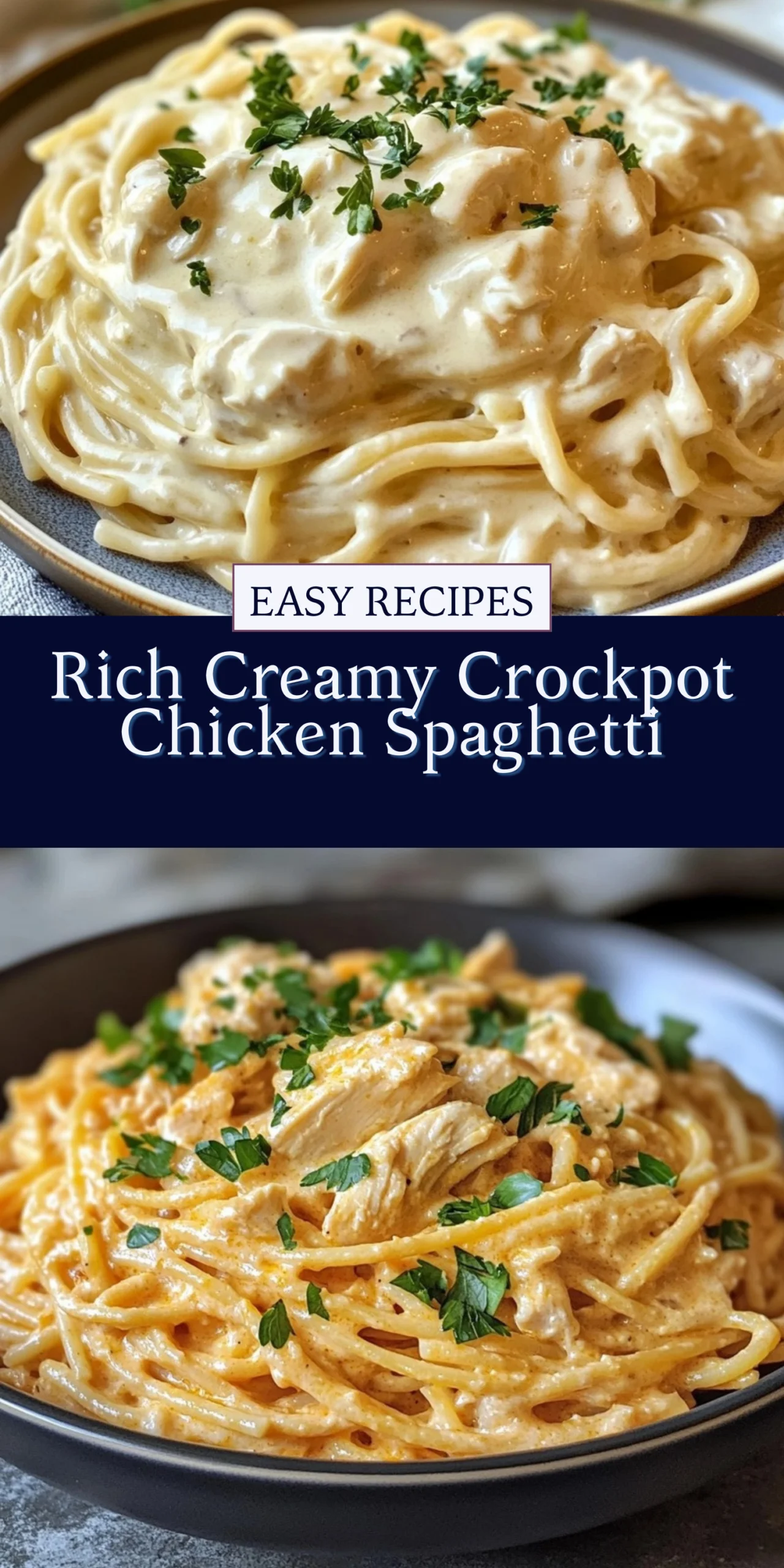 Rich Creamy Crockpot Chicken Spaghetti