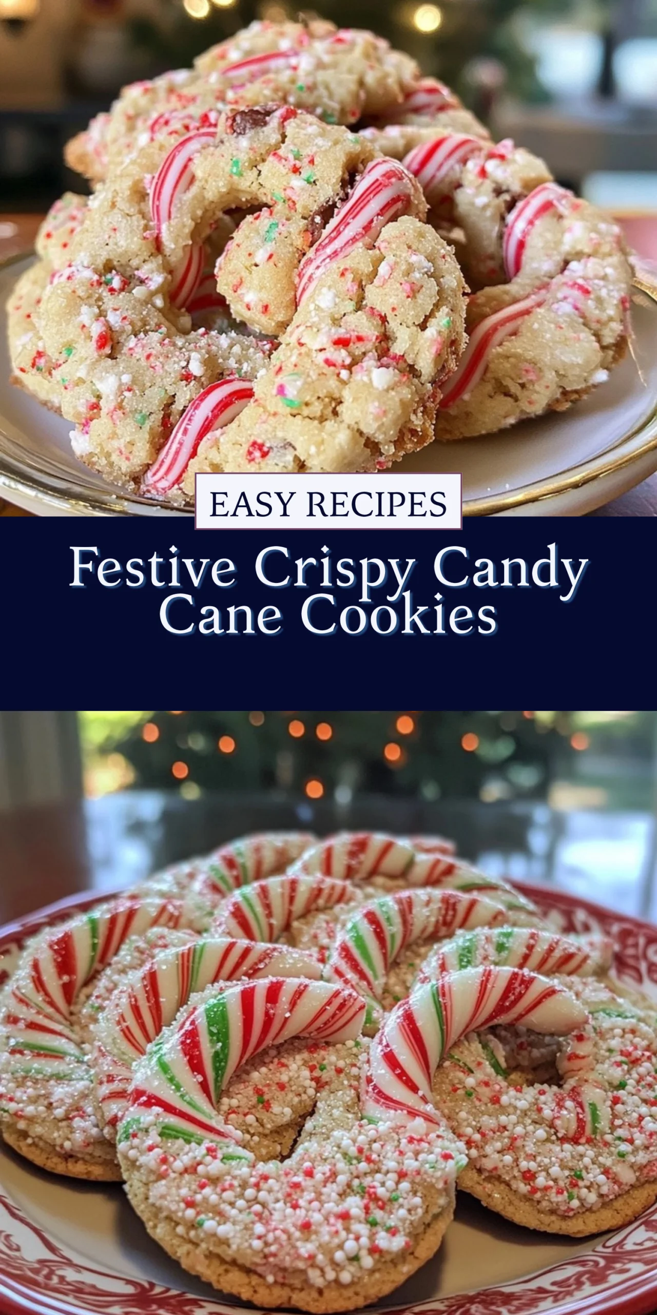 Festive Crispy Candy Cane Cookies