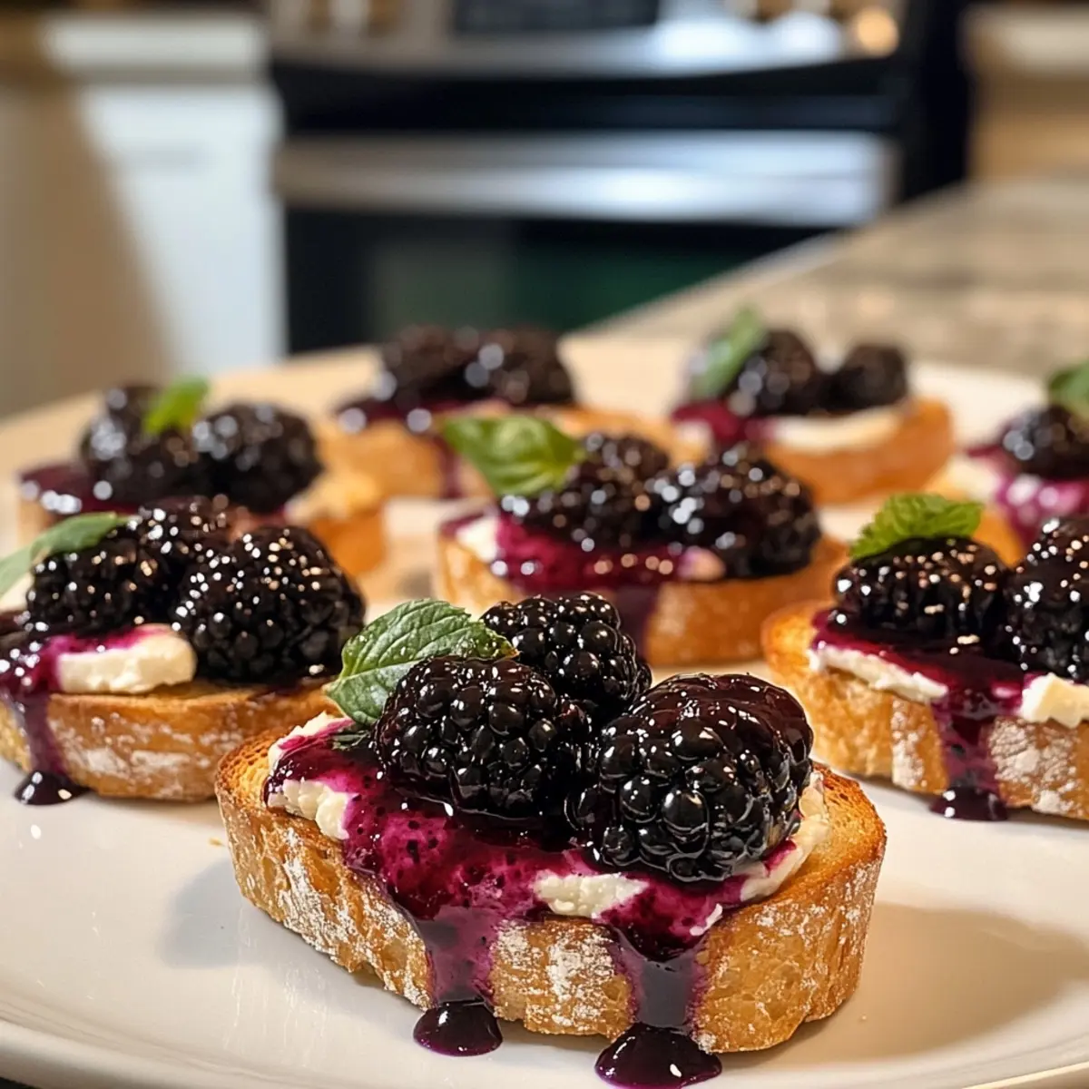 Baked Feta and Blackberry Crostini